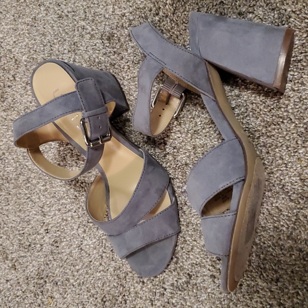 Light blue block heeled shoe size 6